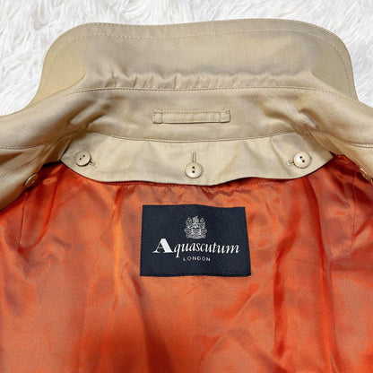 Aquascutum Trench Coat Club Check Asian fit M US size S Beige Authentic