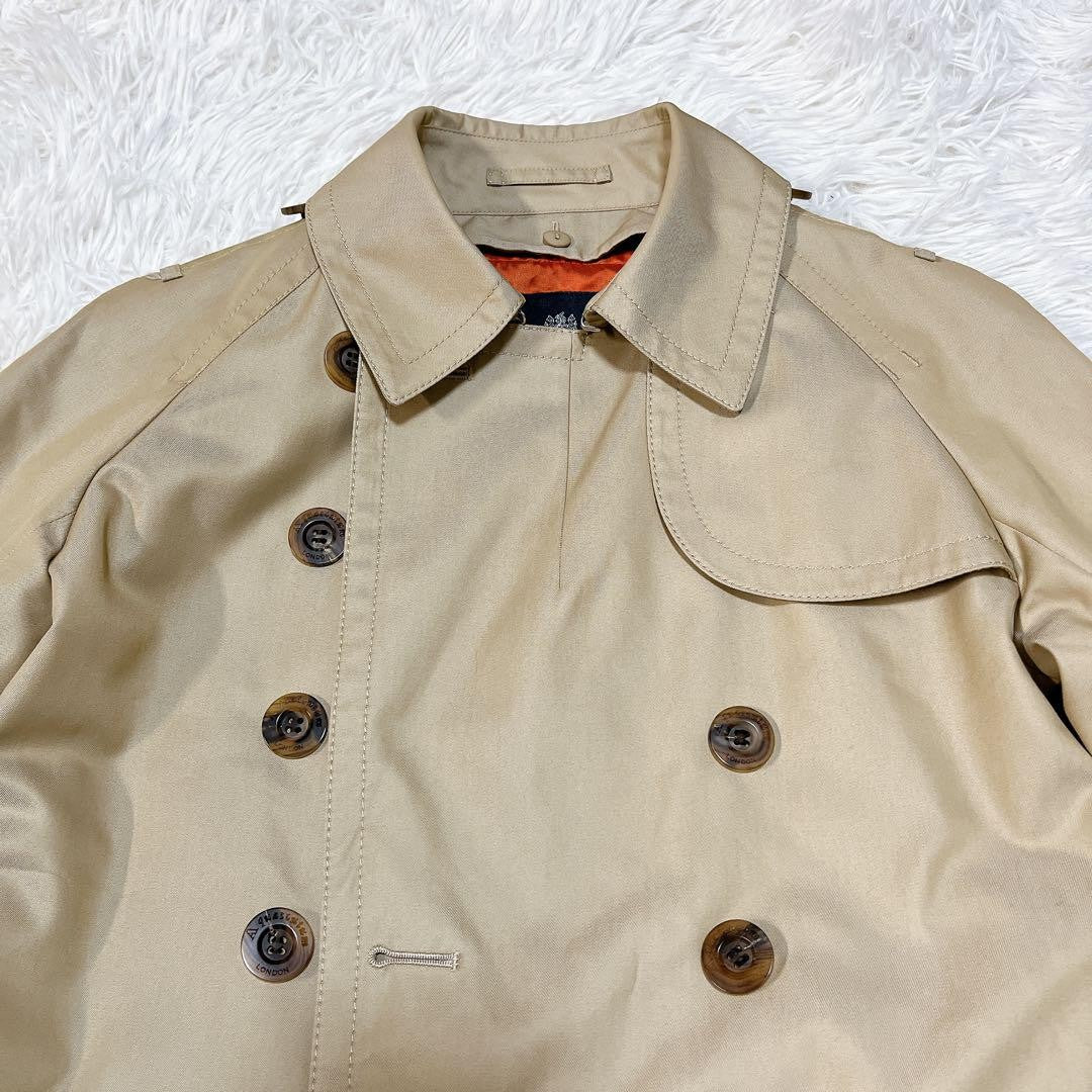 Aquascutum Trench Coat Club Check Asian fit M US size S Beige Authentic