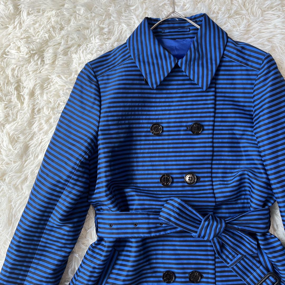 Aquascutum Short Trench Coat Asian fit M US size S Blue Black Authentic