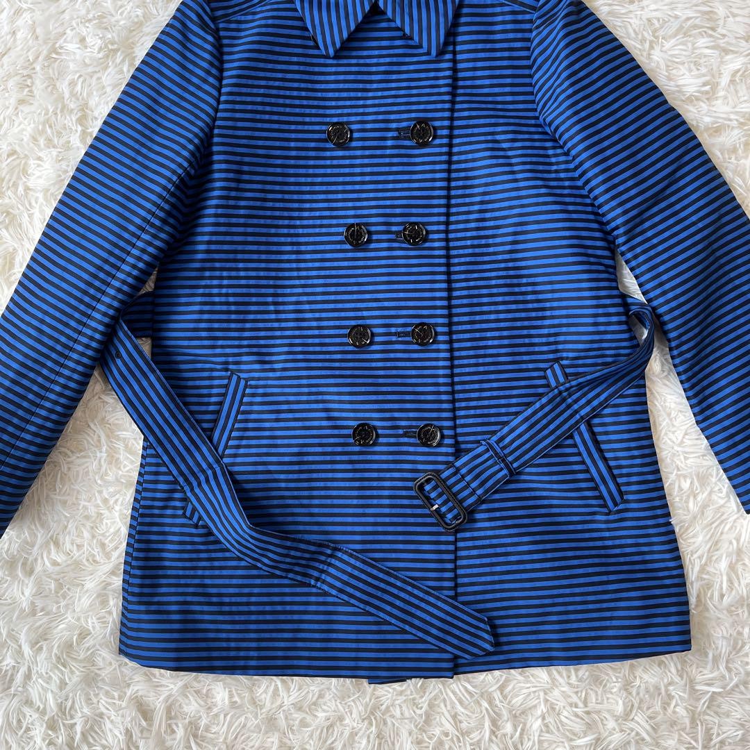 Aquascutum Short Trench Coat Asian fit M US size S Blue Black Authentic