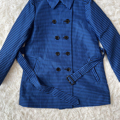 Aquascutum Short Trench Coat Asian fit M US size S Blue Black Authentic