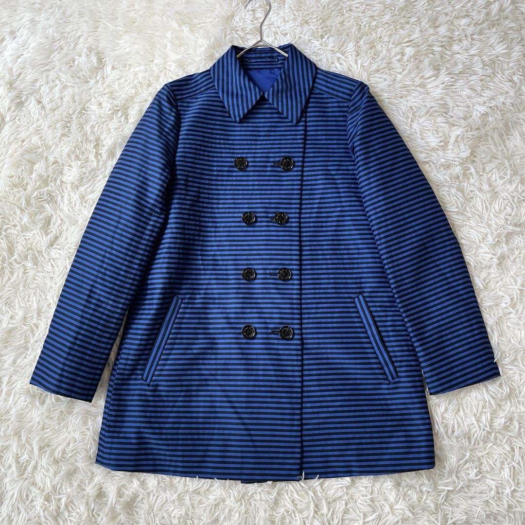 Aquascutum Short Trench Coat Asian fit M US size S Blue Black Authentic