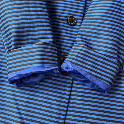 Aquascutum Short Trench Coat Asian fit M US size S Blue Black Authentic