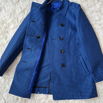 Aquascutum Short Trench Coat Asian fit M US size S Blue Black Authentic