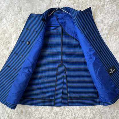Aquascutum Short Trench Coat Asian fit M US size S Blue Black Authentic