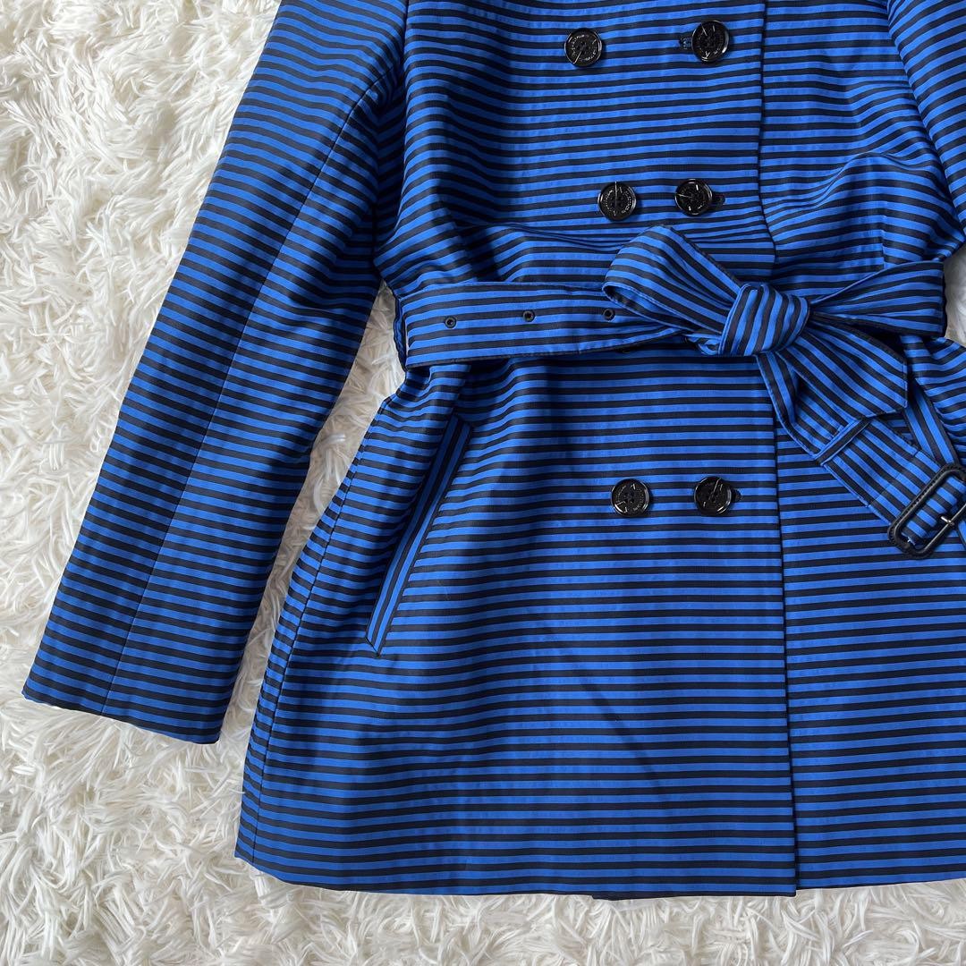 Aquascutum Short Trench Coat Asian fit M US size S Blue Black Authentic