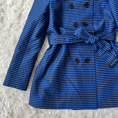 Aquascutum Short Trench Coat Asian fit M US size S Blue Black Authentic