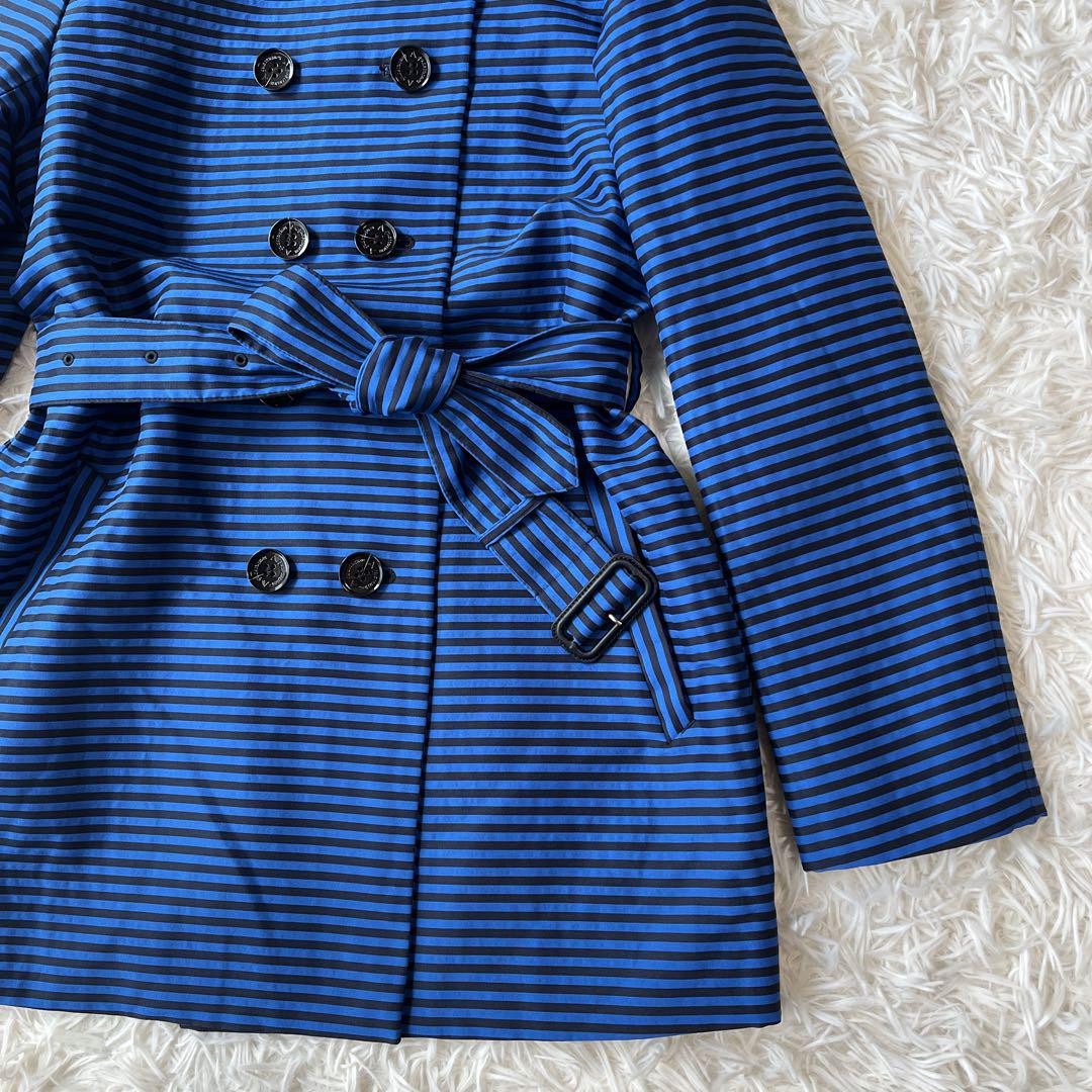 Aquascutum Short Trench Coat Asian fit M US size S Blue Black Authentic
