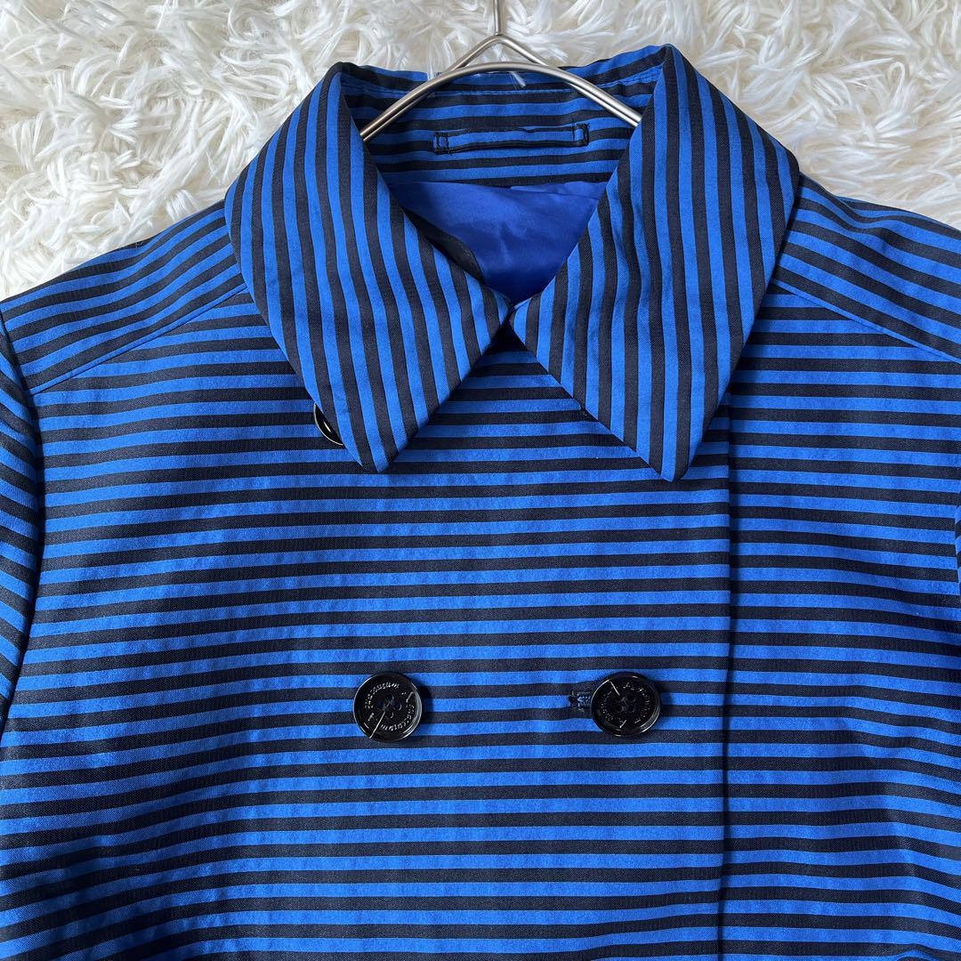 Aquascutum Short Trench Coat Asian fit M US size S Blue Black Authentic