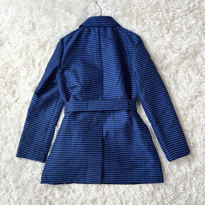 Aquascutum Short Trench Coat Asian fit M US size S Blue Black Authentic