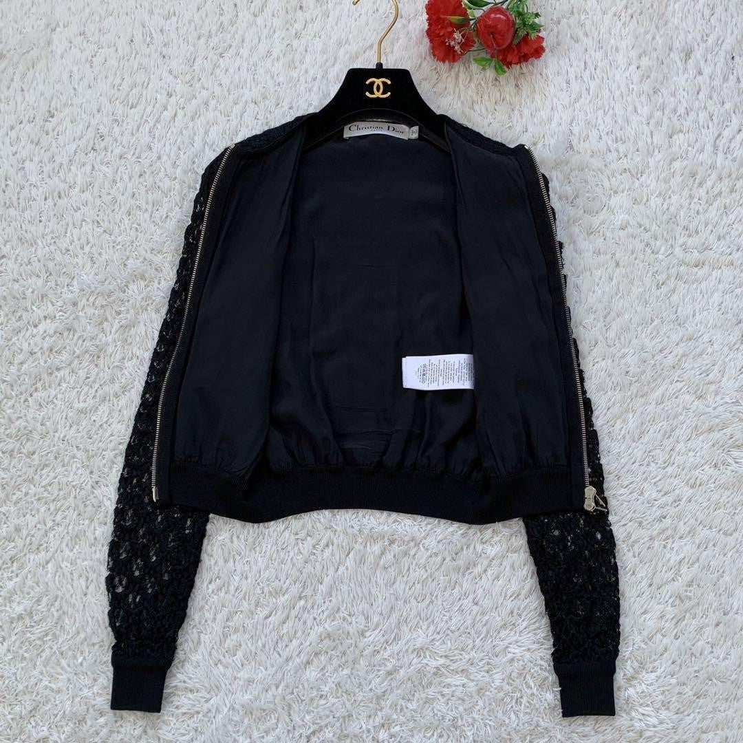 Christian Dior Lace blouson zip-up Jacket Asian fit XS 34 US size 2XS Black Auth
