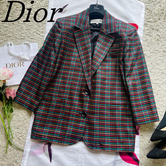 Christian Dior Tailored Jacket Wool Asian fit M US size S Multicolor Authentic