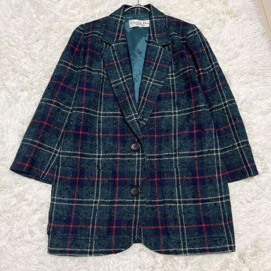 Christian Dior Tailored Jacket Asian fit S US size XS Wool Navy Multicolor Auth