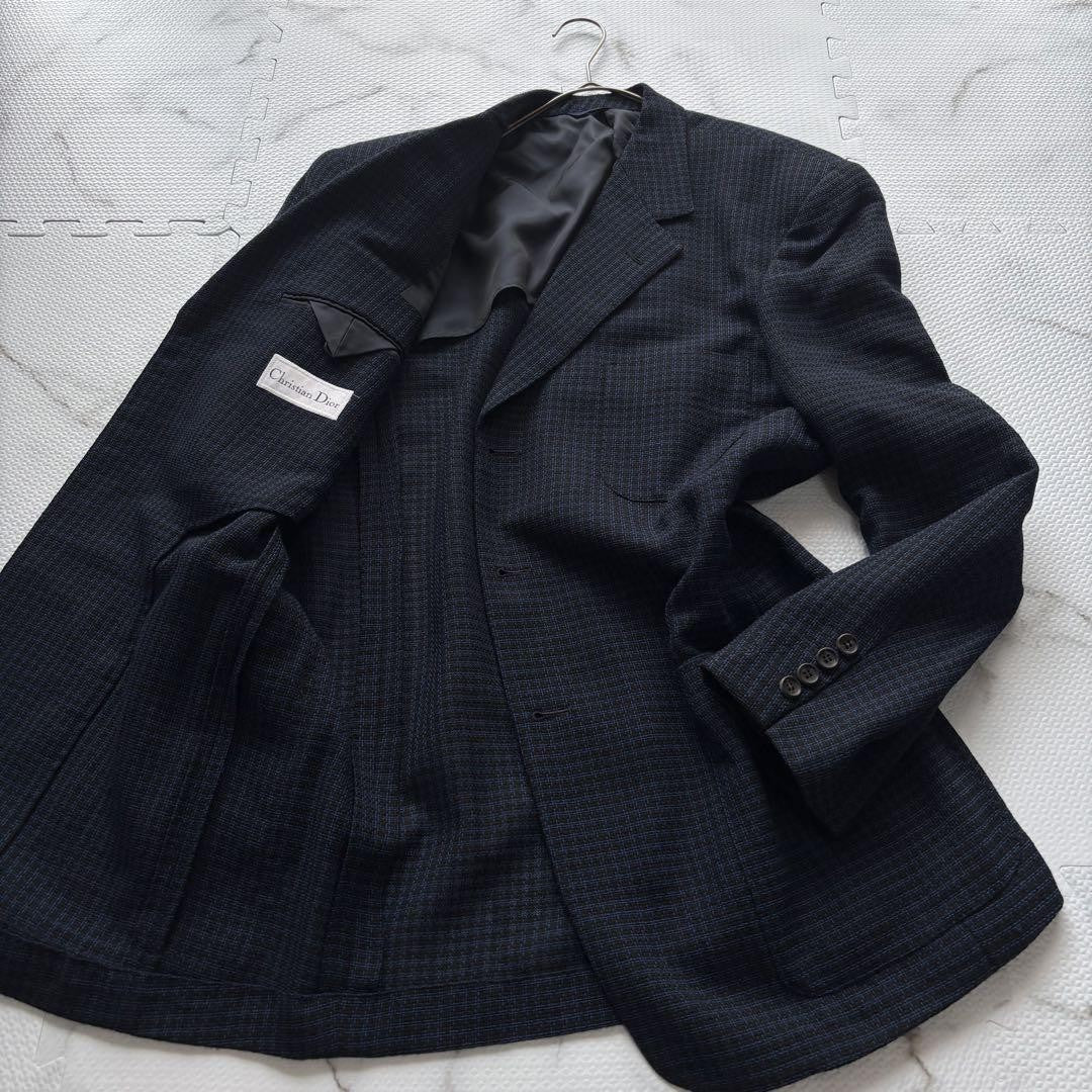 Christian Dior Tailored Jacket Asian fit XL US size L Black Blue Authentic