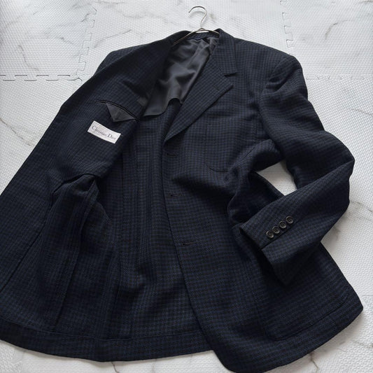 Christian Dior Tailored Jacket Asian fit XL US size L Black Blue Authentic