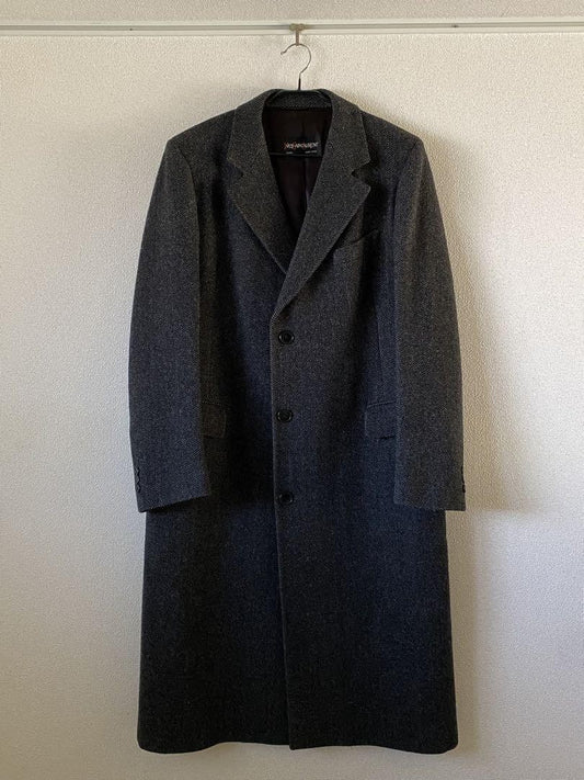 Saint Laurent Long Coat Asian fit XL US size L Dark Gray Authentic