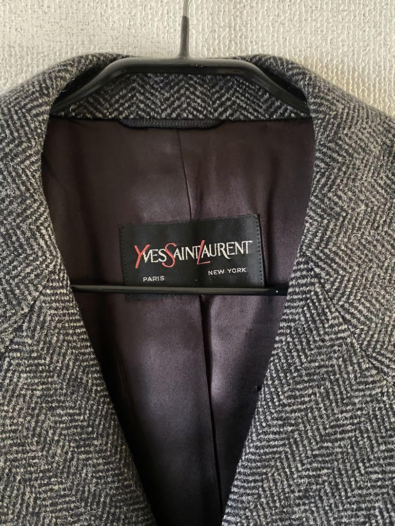 Saint Laurent Long Coat Asian fit XL US size L Dark Gray Authentic