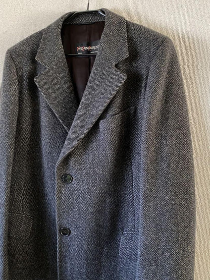 Saint Laurent Long Coat Asian fit XL US size L Dark Gray Authentic