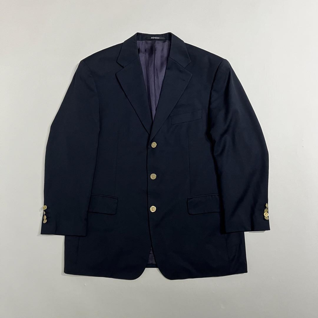 Saint Laurent Tailored Jacket FREE SIZE Navy Authentic