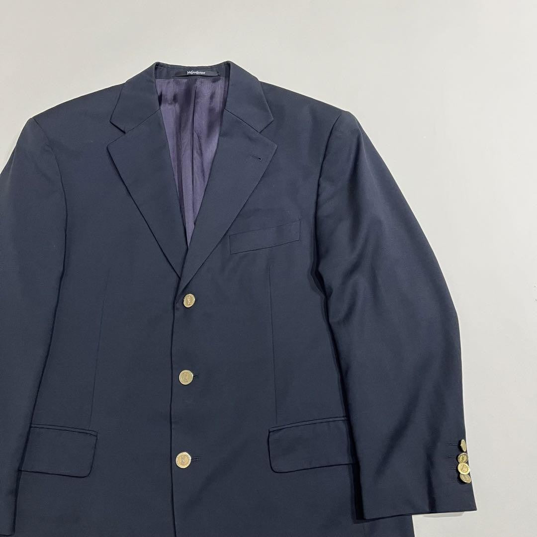 Saint Laurent Tailored Jacket FREE SIZE Navy Authentic