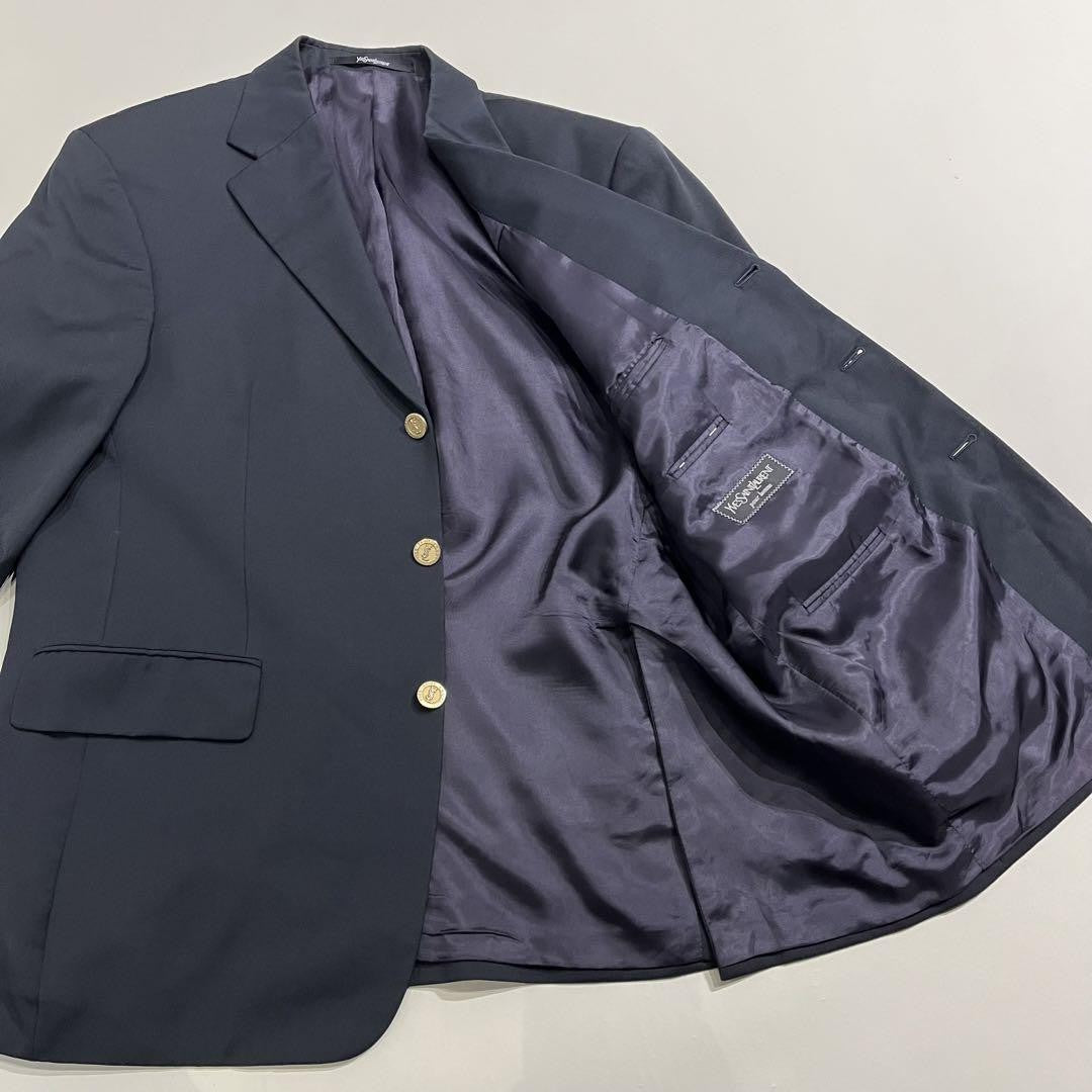 Saint Laurent Tailored Jacket FREE SIZE Navy Authentic
