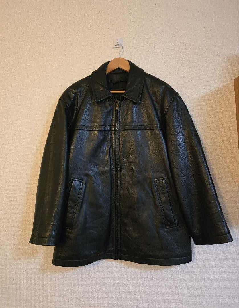 Saint Laurent Jacket Asian fit L US size M Leather Black Authentic