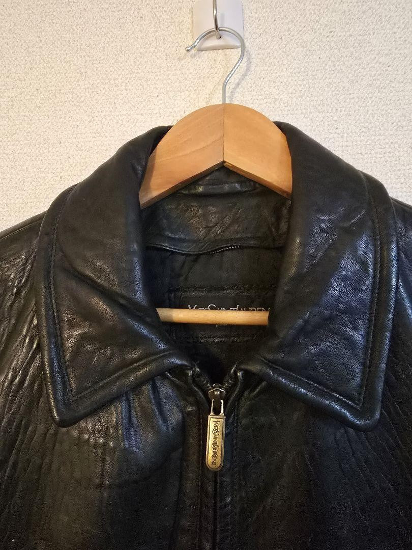 Saint Laurent Jacket Asian fit L US size M Leather Black Authentic