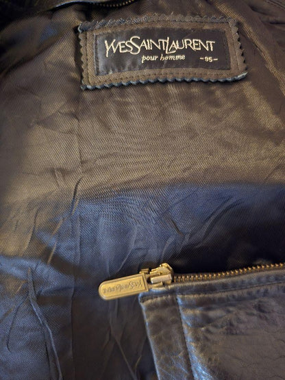 Saint Laurent Jacket Asian fit L US size M Leather Black Authentic