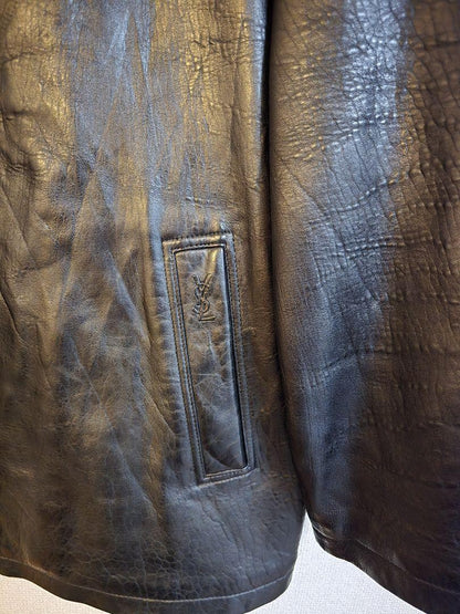 Saint Laurent Jacket Asian fit L US size M Leather Black Authentic