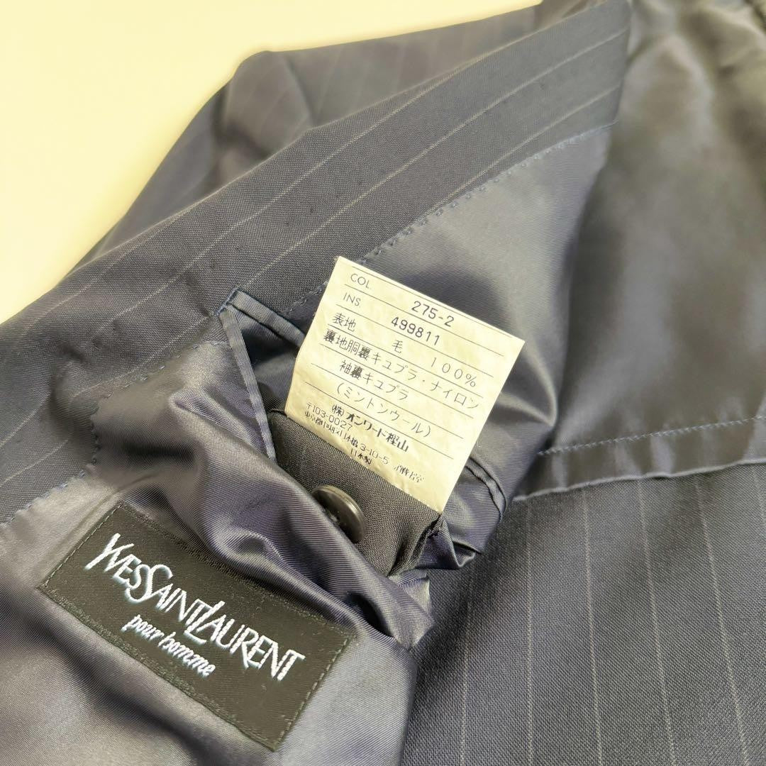 Saint Laurent Striped Tailored Jacket Asian fit L US size M Navy Authentic