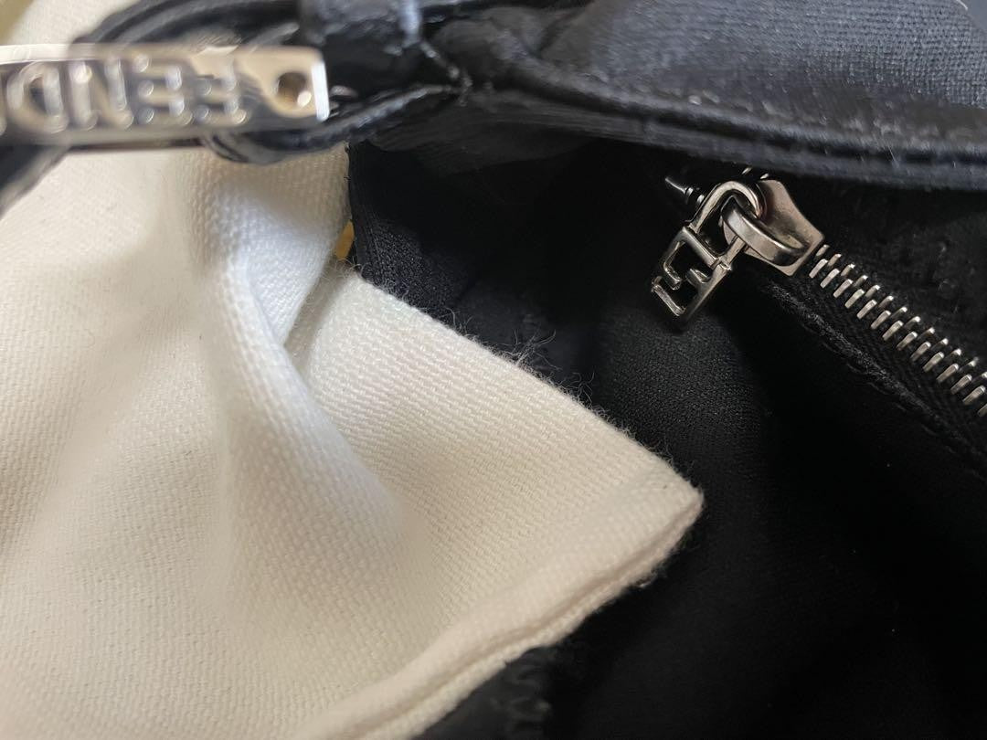 FENDI Shoulder Bag Purse FF Baguette Cotton Jersey Authentic
