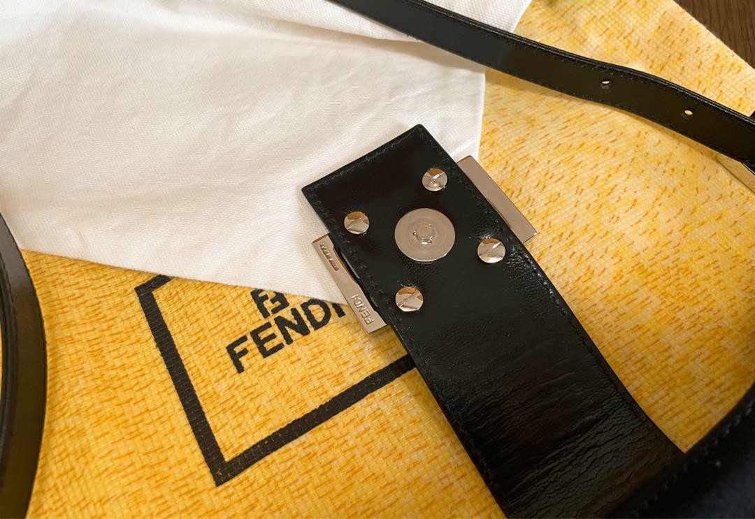FENDI Shoulder Bag Purse FF Baguette Cotton Jersey Authentic