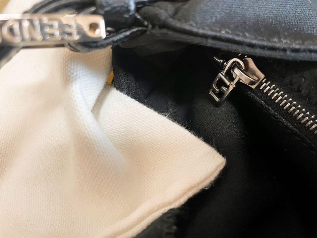FENDI Shoulder Bag Purse FF Baguette Cotton Jersey Authentic