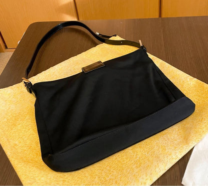 FENDI Shoulder Bag Purse FF Baguette Cotton Jersey Authentic