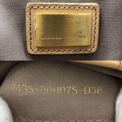FENDI Hand Bag Tote Purse FF Zucca Canvas Leather Beige Authentic