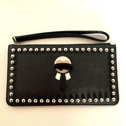 FENDI KARLITO punkarlito Accessory Pouch Hand Pouch Studs Authentic