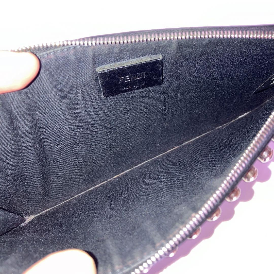 FENDI KARLITO punkarlito Accessory Pouch Hand Pouch Studs Authentic