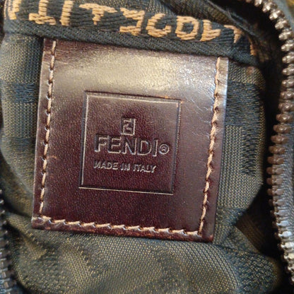 FENDI Hand Bag Tote Purse FF Zucca Nylon Brown Authentic