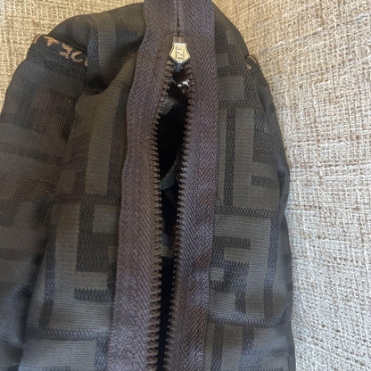 FENDI Hand Bag Tote Purse FF Zucca Nylon Brown Authentic