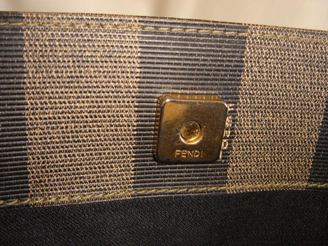 FENDI Hand Bag Tote Purse FF Pecan Authentic