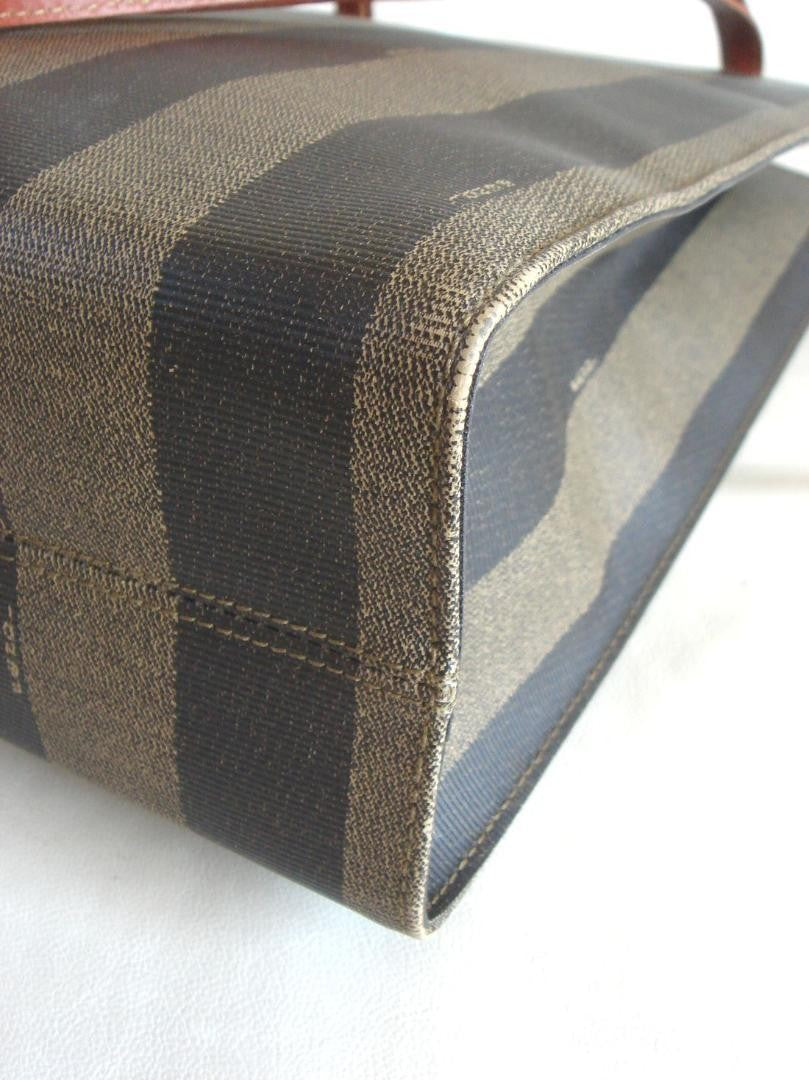 FENDI Hand Bag Tote Purse FF Pecan Authentic