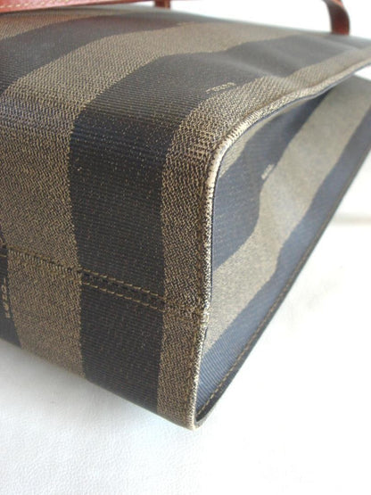 FENDI Hand Bag Tote Purse FF Pecan Authentic