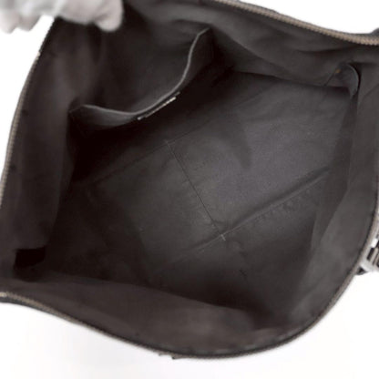 FENDI Hand Bag Tote Purse FF Zucchino Canvas Leather Nylon Black Authentic