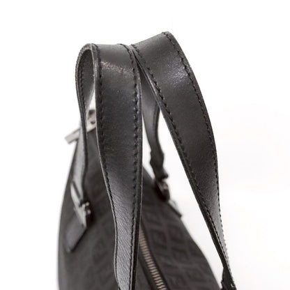 FENDI Hand Bag Tote Purse FF Zucchino Canvas Leather Nylon Black Authentic