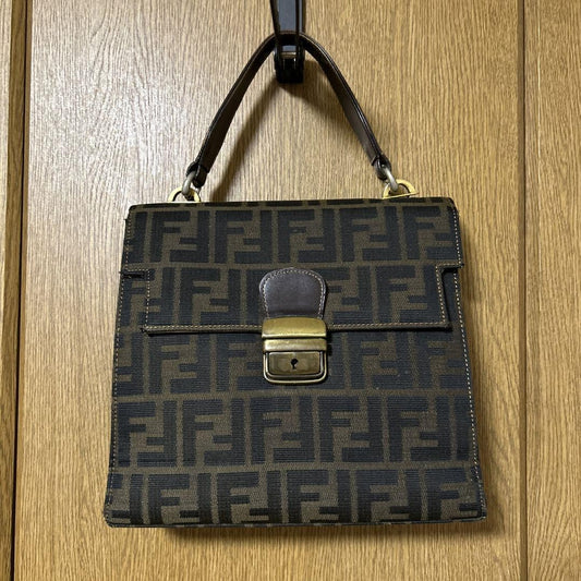 FENDI Hand Bag Tote Purse FF Zucca Authentic