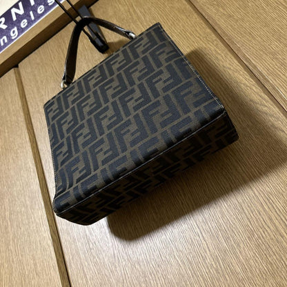 FENDI Hand Bag Tote Purse FF Zucca Authentic
