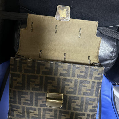 FENDI Hand Bag Tote Purse FF Zucca Authentic