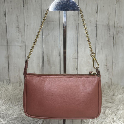 FENDI Accessory Pouch Hand Bag Tote Purse Chain Leather Pink Authentic
