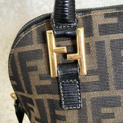 FENDI Hand Bag Tote Purse FF Zucca Canvas Authentic