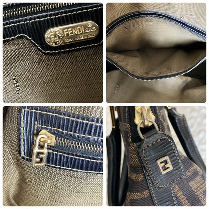 FENDI Hand Bag Tote Purse FF Zucca Canvas Authentic